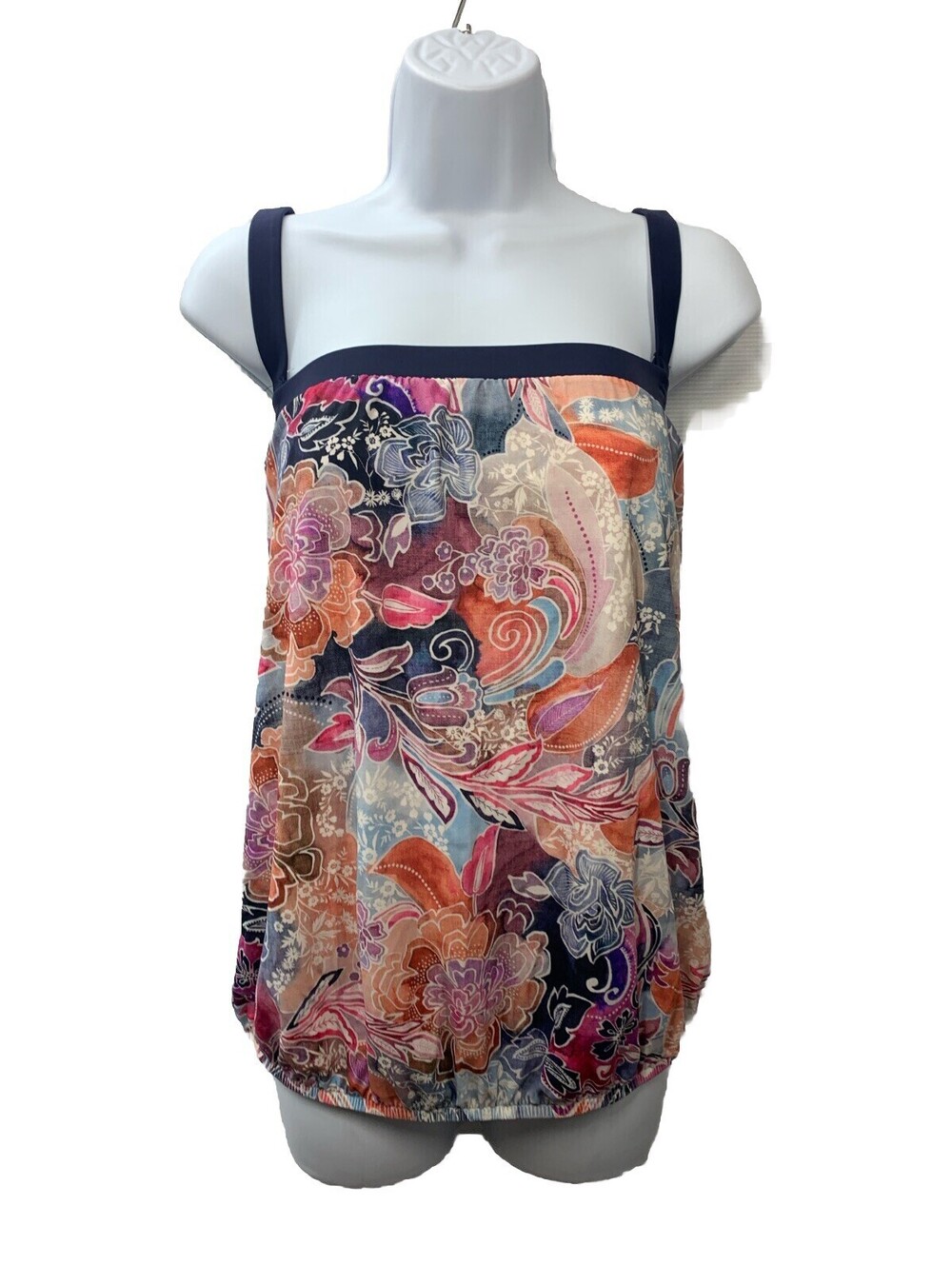 MAXINE OF HOLLYWOOD Floral Bandeau Tankini Tank Swim Top MW4DY66 Lined 16W